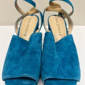 Via Spiga Teal Suede Sandals